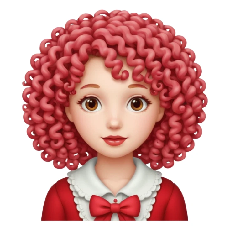 girl with curly hair made out of peppermint candy sticker