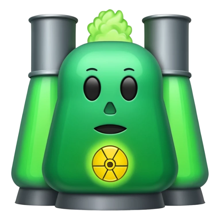 nuclear power plant with green radioactive glow, more realistic, emoji style, option 3 sticker