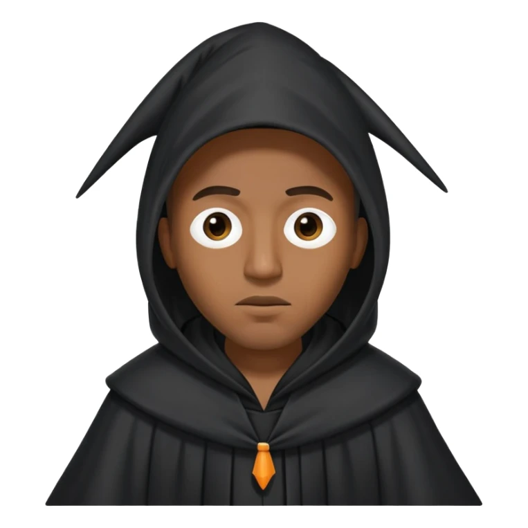 Rapping black male wearing Tall black robe with cone-shaped hood covering face, two eyes slightly visible through slit.” sticker