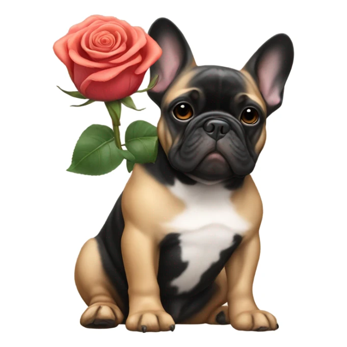 French bulldog black and tan with rose sticker