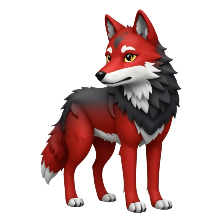 Full body red and black wolf with white accents  sticker