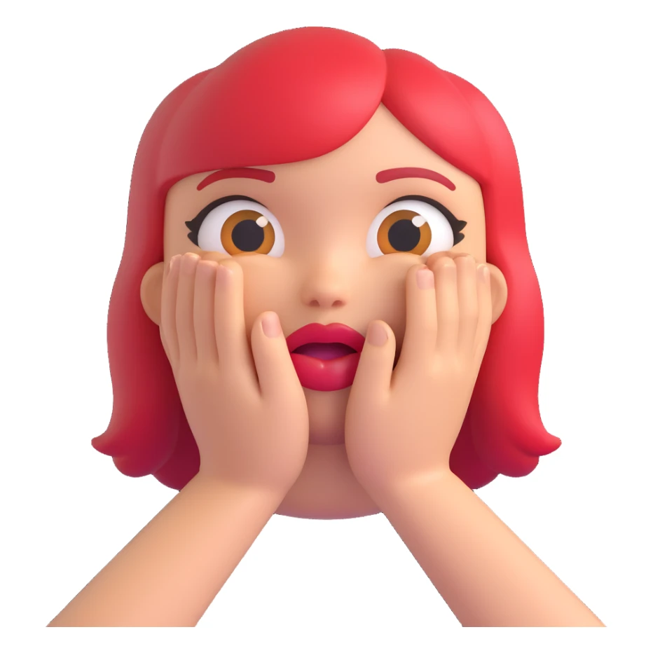 flirty emoji with hands together in a suggestive gesture, lips biting gently, head tilted, direct eye contact, confident teasing, charming, bright warm colors, smooth cartoon finish sticker