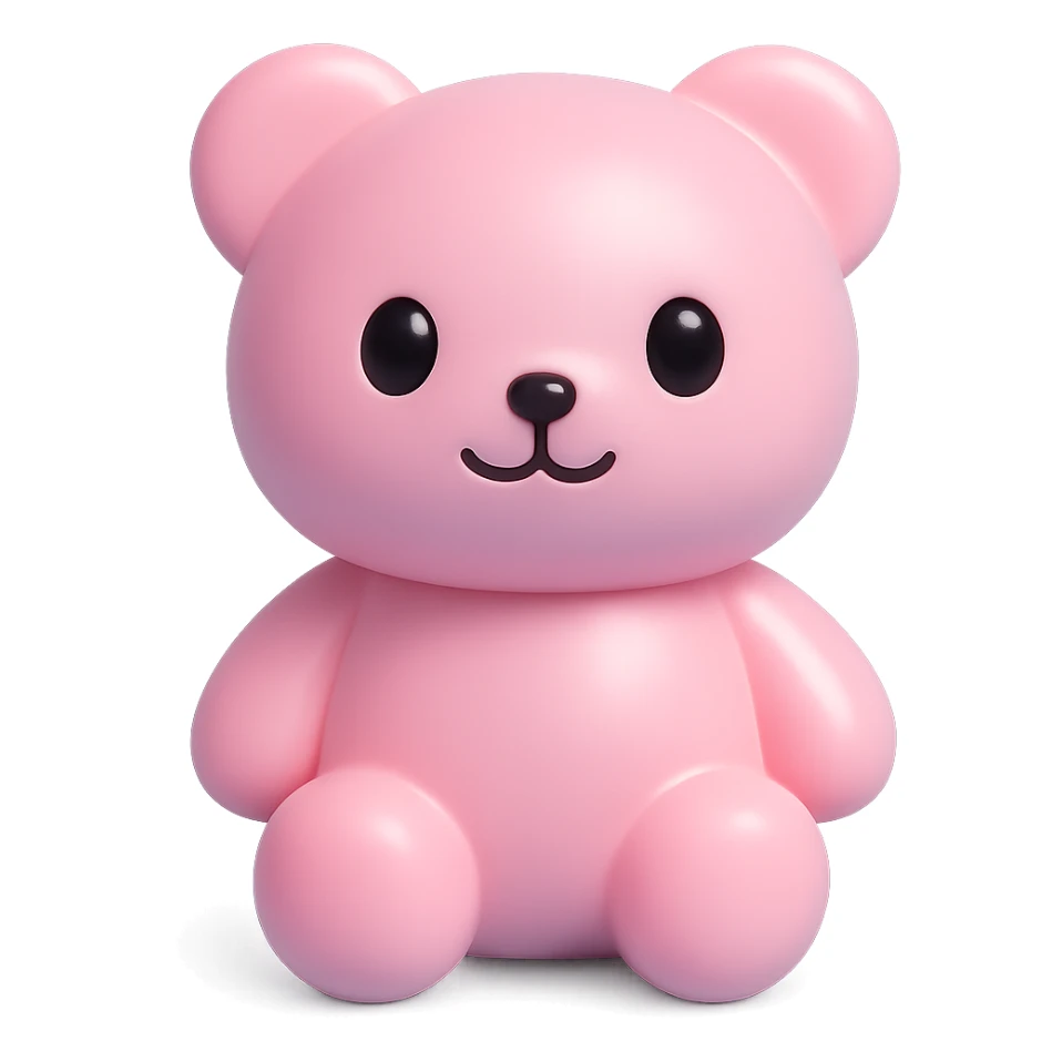 Make the gold vinyl figure teddy bear cuter with a rounder face, bigger eyes, and a small smile. Keep it metallic and shiny with no background. sticker