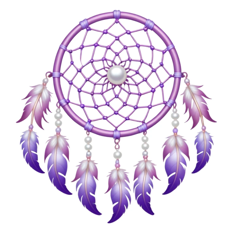 Iridescent Pastel white-pink-Violet-purple lavender dreamcatcher, white bead pearls  sticker