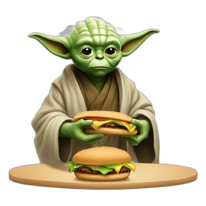 Yoda qui mange un burgers sticker