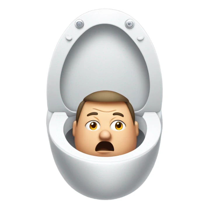 fat man sticking his head out of a toilet sticker
