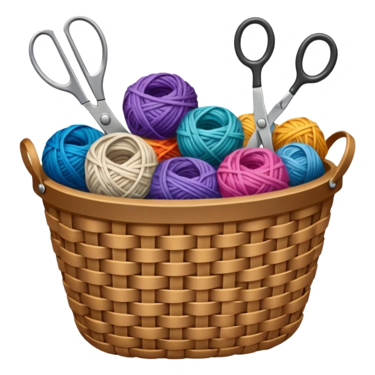 A tidy basket with neatly arranged skeins and scissors. sticker