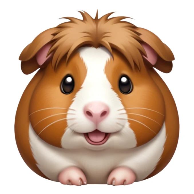 Cinematic Comical Brown and White Banded Guinea Pig Portrait Emoji, Head tilted dramatically with an exaggeratedly amused expression, featuring a striking fur with bold brown and white banding, wide, expressive dark eyes filled with playful disbelief, Simplified yet hilariously expressive features, highly detailed, glowing with a slightly sassy glow, high shine, dramatic yet playful, stylized with an air of cheeky mischief, bright and endearing, soft glowing outline, capturing the essence of a spirited and over-the-top guinea pig, so meme-worthy it feels like it could side-eye its way into internet fame instantly! sticker