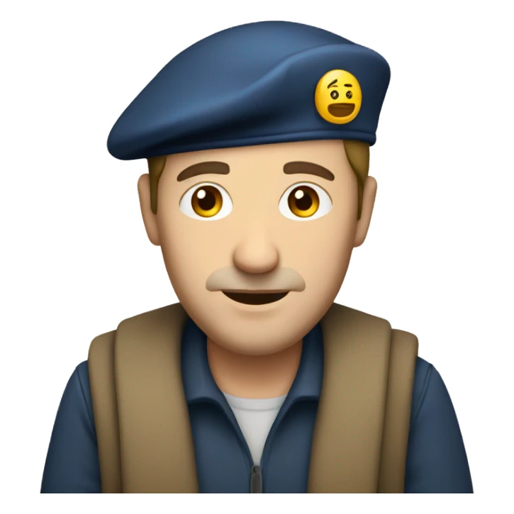caucasian french man wearing a beret sticker