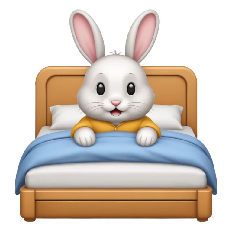 cartoon rabbit jumps out of bed sticker