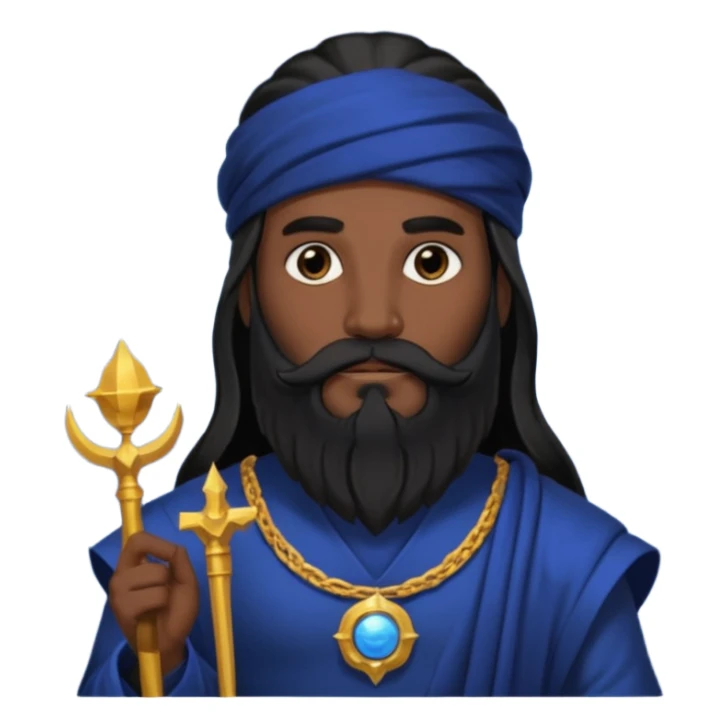 Saturn, Time God from Rome Mythology with long black hair and beard, black and dark blue outfit sticker