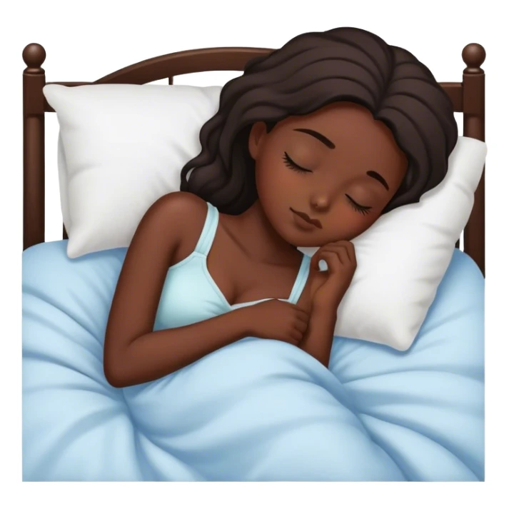 Una chica morena súper linda dormida en una cama  sticker