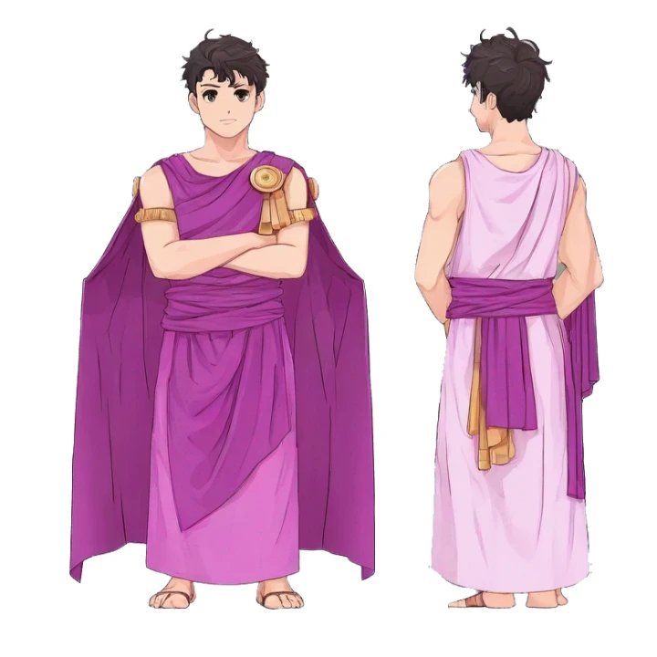Roman man purple and pink toga sci fi clothing patterns sticker
