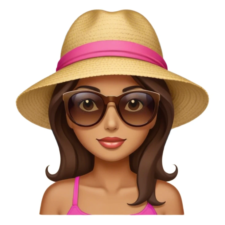 super super tan and dark lady at beach with brown hair   sticker