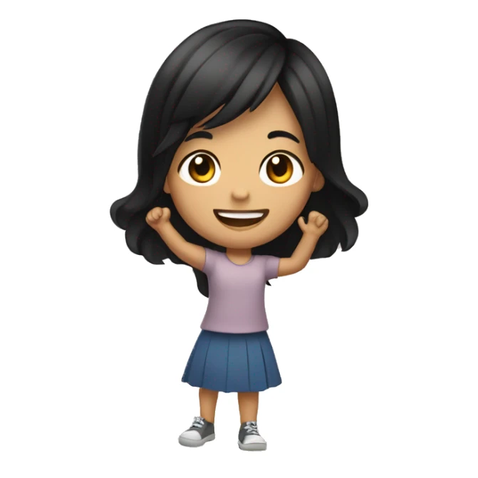 smiling girl with black hair raising hand sticker