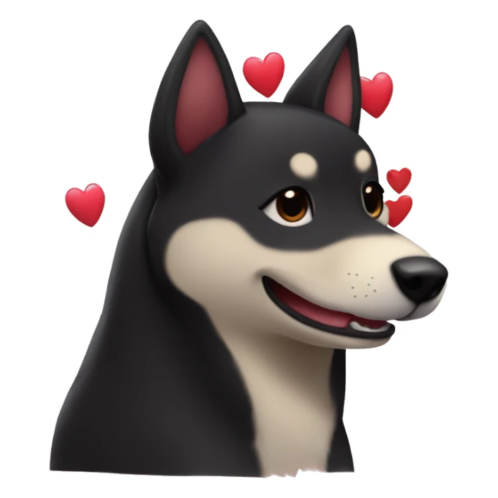 black siba inu adore | crush | hearts | in love | smiling face with hearts sticker