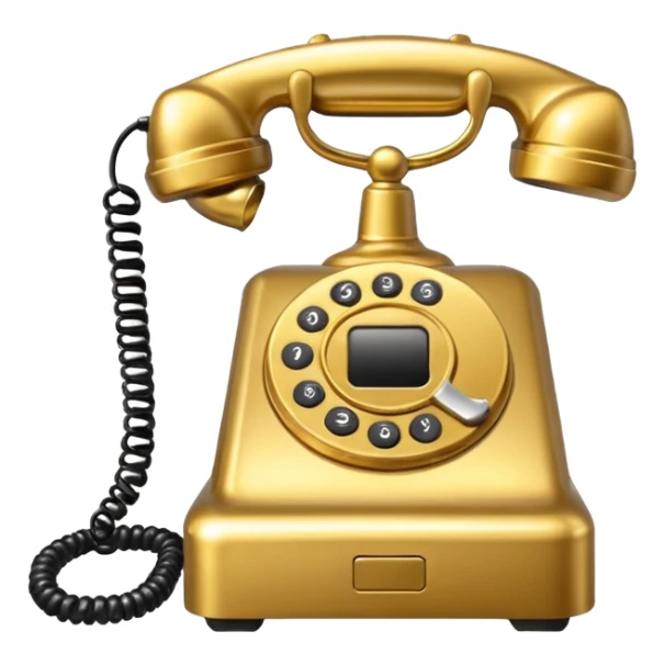 One single Golden phone icon, png, no background, no border sticker