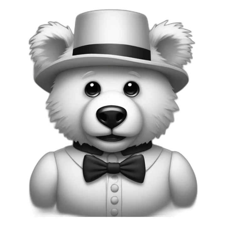Scary Bear with bowtie, creepy, black and white, rubber hose style sticker