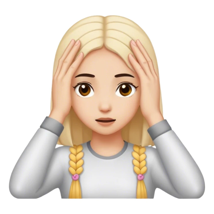 Girl putting five finger to her forehead  sticker