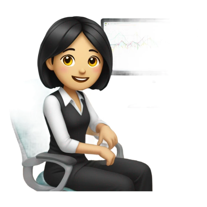 Asian woman, black hair, bright personality, likes computers and statistics. sticker