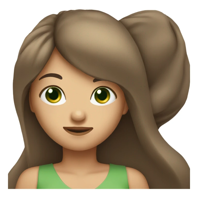 Woman Long brown hair with bangs and green Eyes - in a cute pose sticker