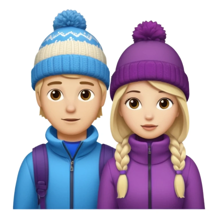 blonde guy with chubby brunette girl in ski 🎿 resort sticker