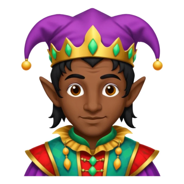Medieval jester with dark brown skin and black hair sticker