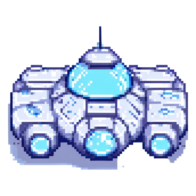 space cruiser pixel art blue and silver colors sticker