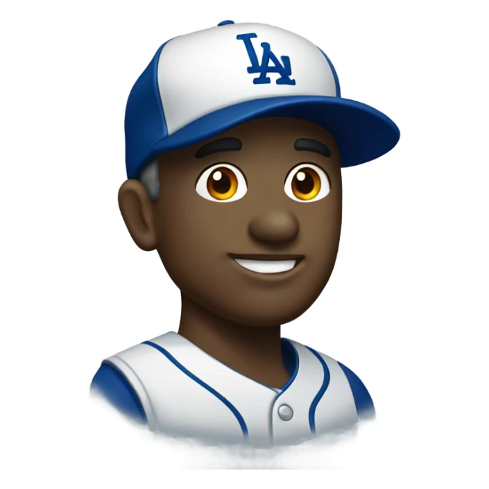 male portrait with earrings and a Dodgers baseball hat sticker