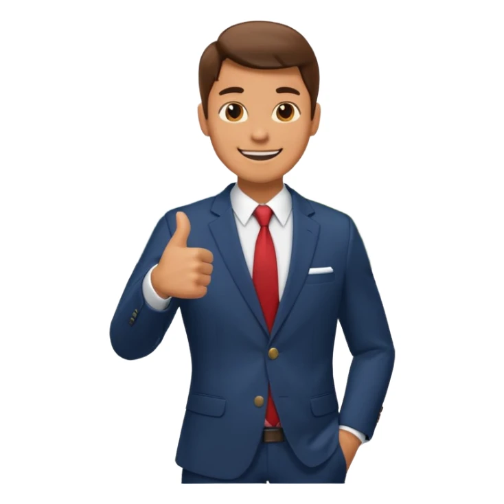 man on a mountain of reports, showing a thumbs up emoji sticker