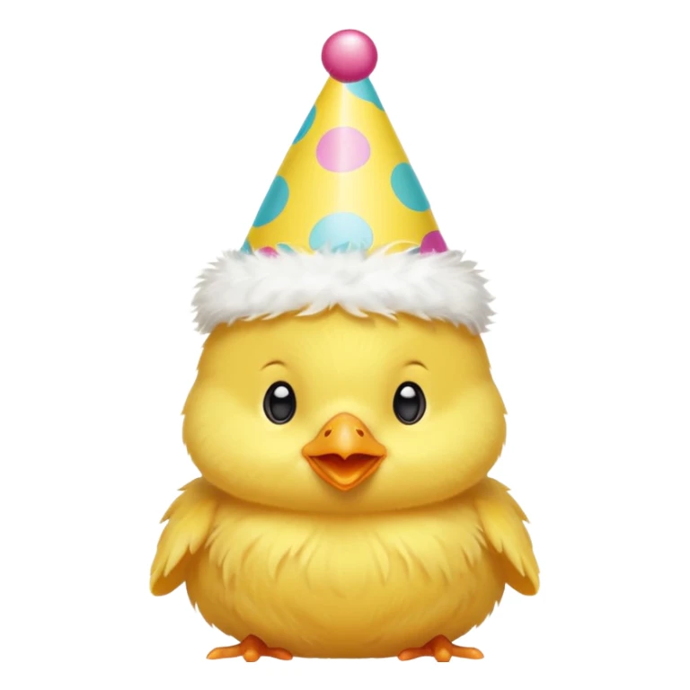 a baby chick with party hat sticker