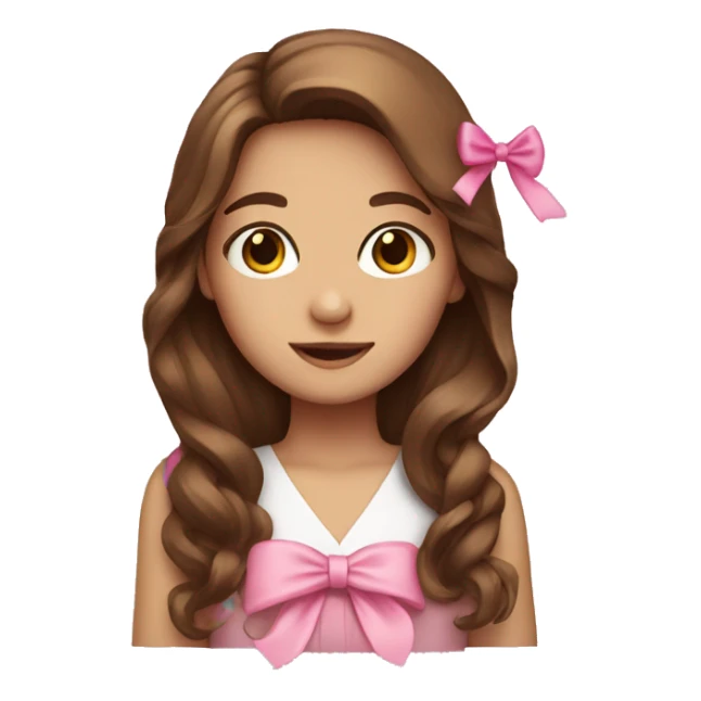brown hair girl with pink bow sticker