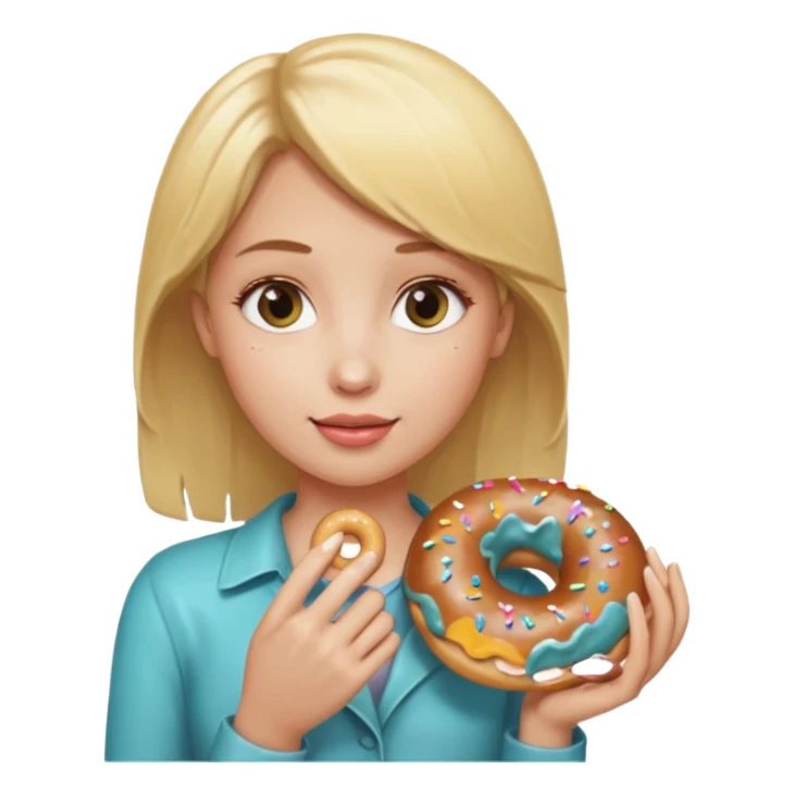blonde female holding donut sticker