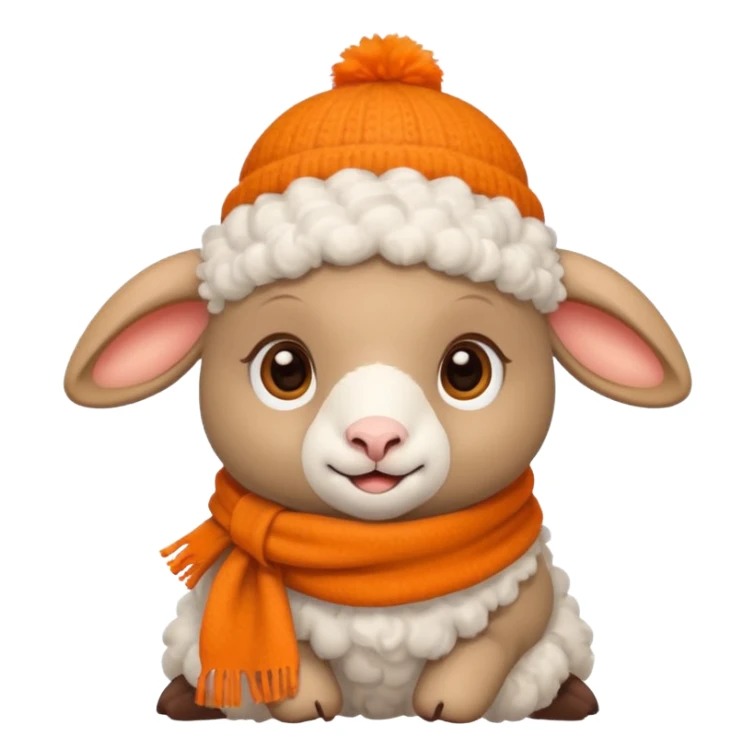 baby sheep with orange scarf and brown hat sticker