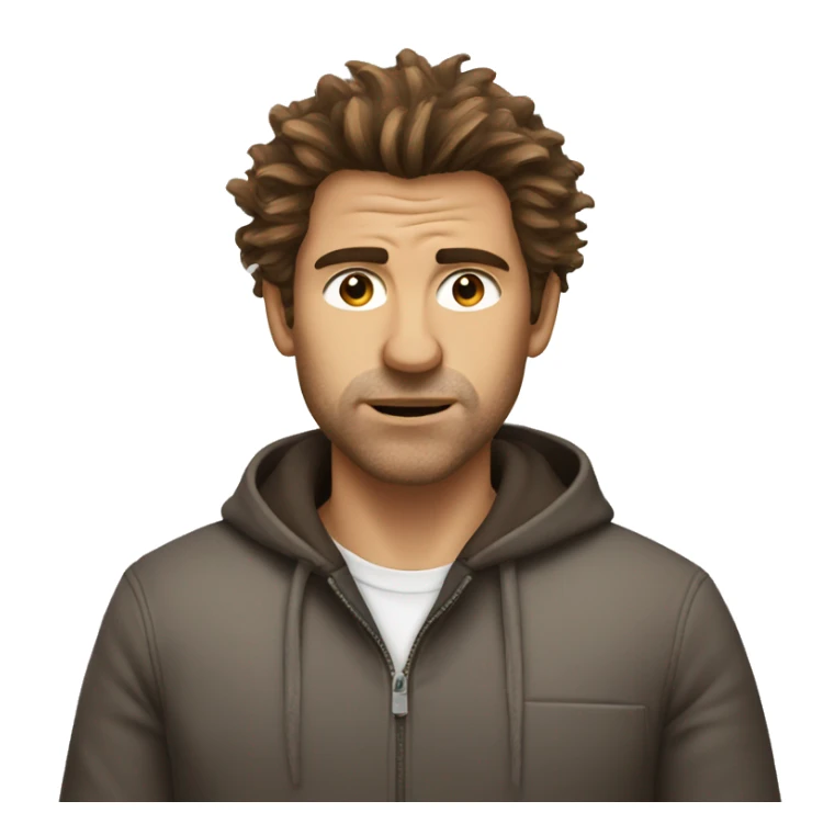 Man with brown messy hair doing the rizz face sticker