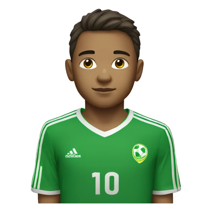 A 11 years old soccer player wearing green adidas shirt sticker