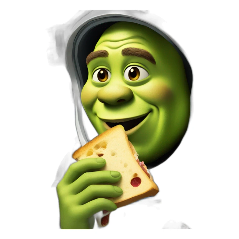 shrek eating a sandwich in space sticker