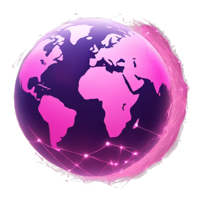 Pink and light pink, sparkly connected fiber optic, network, world globe   sticker