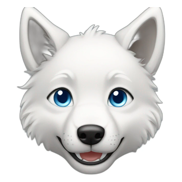 Happy young Wolf white blue eyes short hair sticker