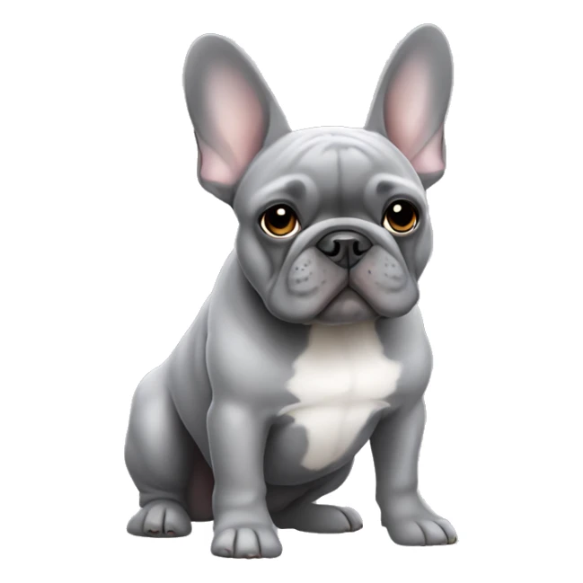 Grey colored French bulldog full body  sticker