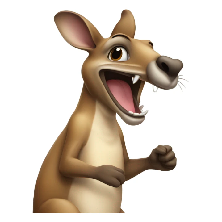 Kangaroo laughing hard at someone and pointing finger sticker
