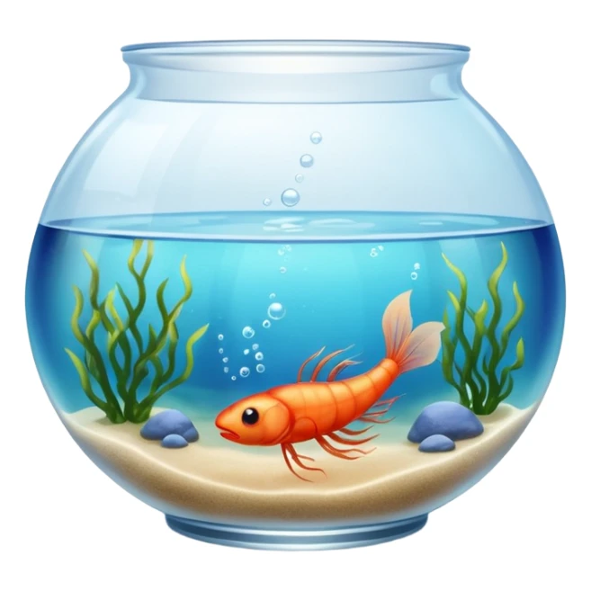 Fish Bowl Aquarium with a single Sea Monkey Atremia Shrimp in it sticker
