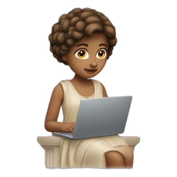 Greek girl with her laptop sticker