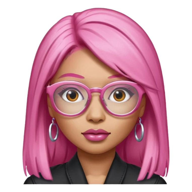 Rapper Nicki Minaj pink hair wear glasses sticker