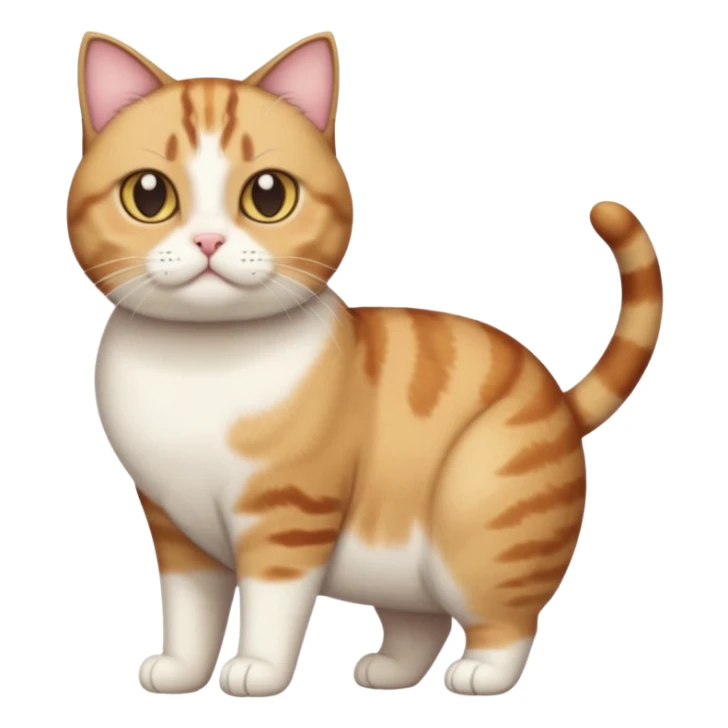 full body torbie and white cat with small head and short but chubby body sticker