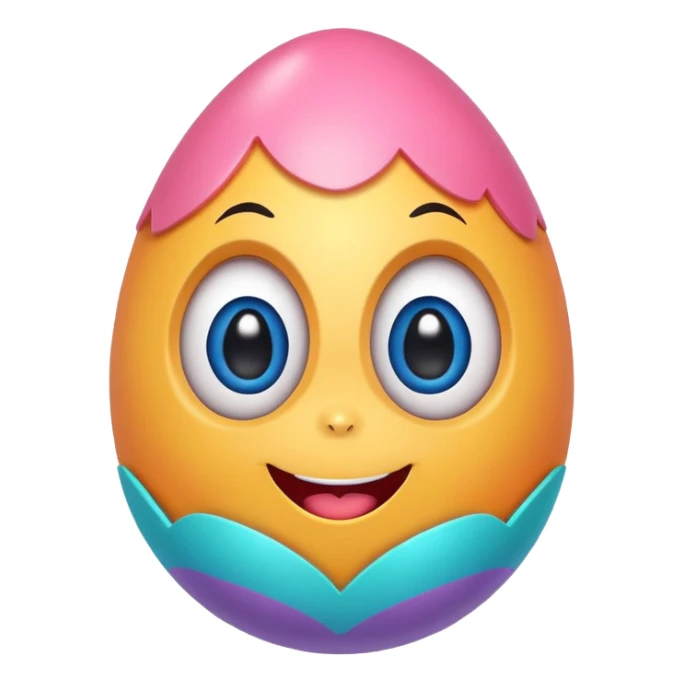 Cute colorful Easter egg character with big expressive eyes and a smiling mouth. sticker