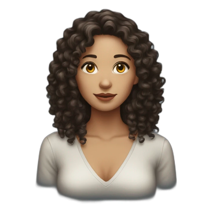Woman long dark curly hair with hazel eyes sticker