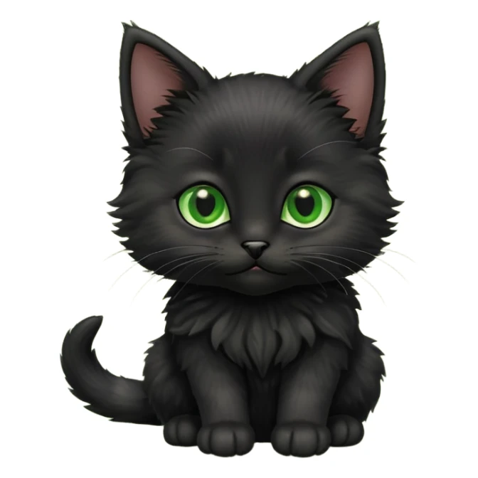A photo-realistic digital illustration of a cute black kitten sticker