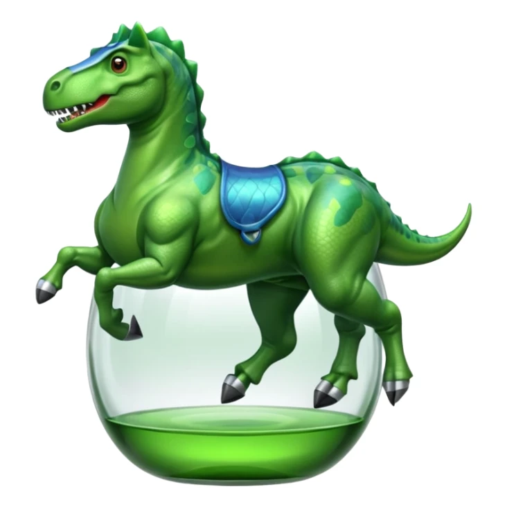 Dinosaur with glass riding horse sticker
