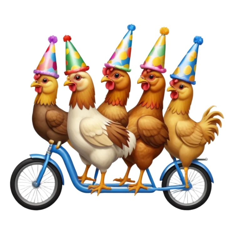 Ten chickens riding  a partybike while drinking beer sticker